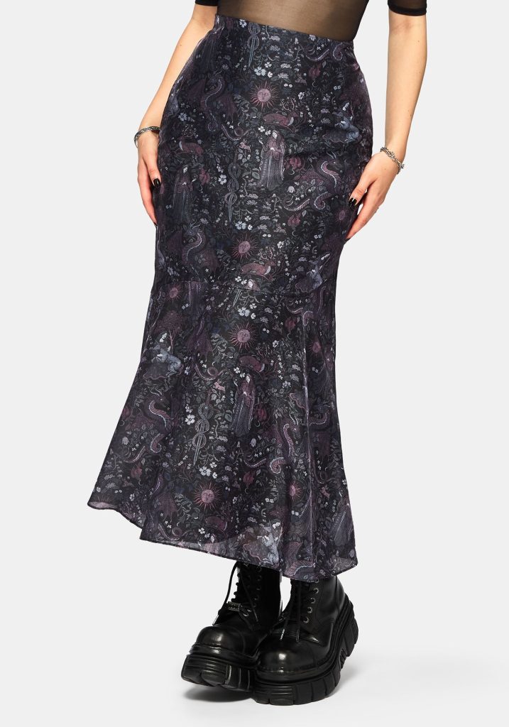 Haunt Medieval Printed Asymmetric Midaxi Skirt