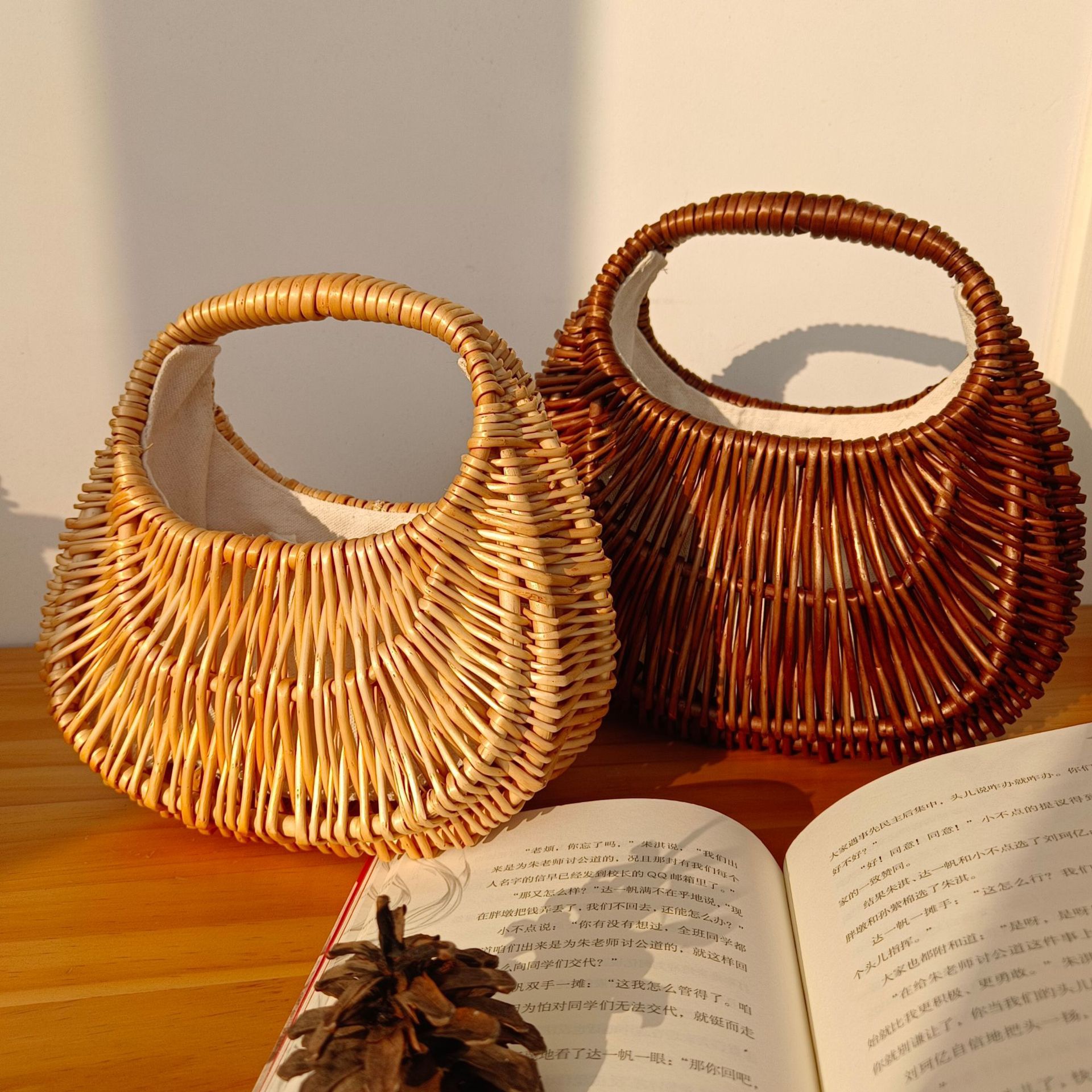 2024 Summer Japanese Woven Straw Handbag for Women Retro Basket Bag - Image 2