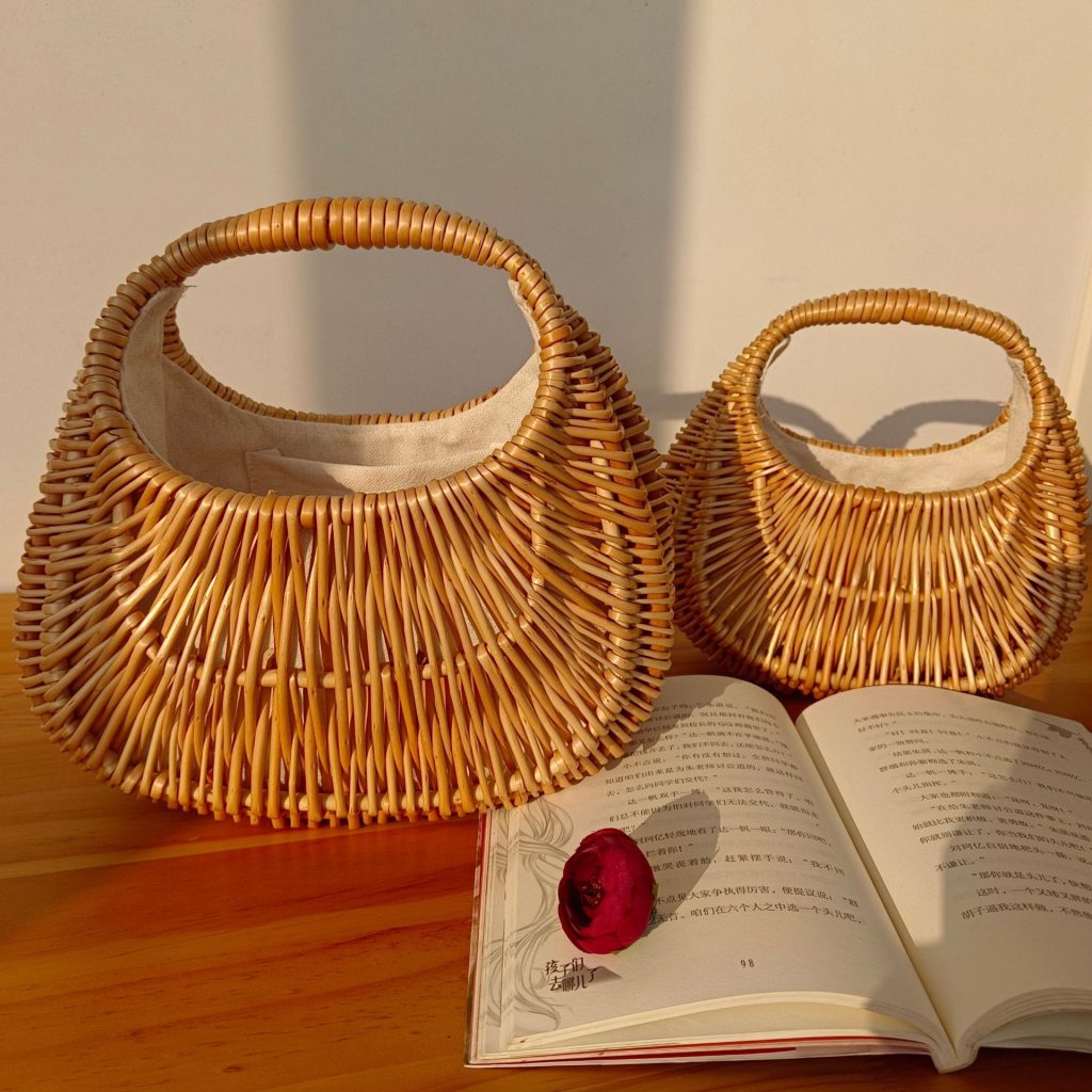 2024 Summer Japanese Woven Straw Handbag for Women Retro Basket Bag