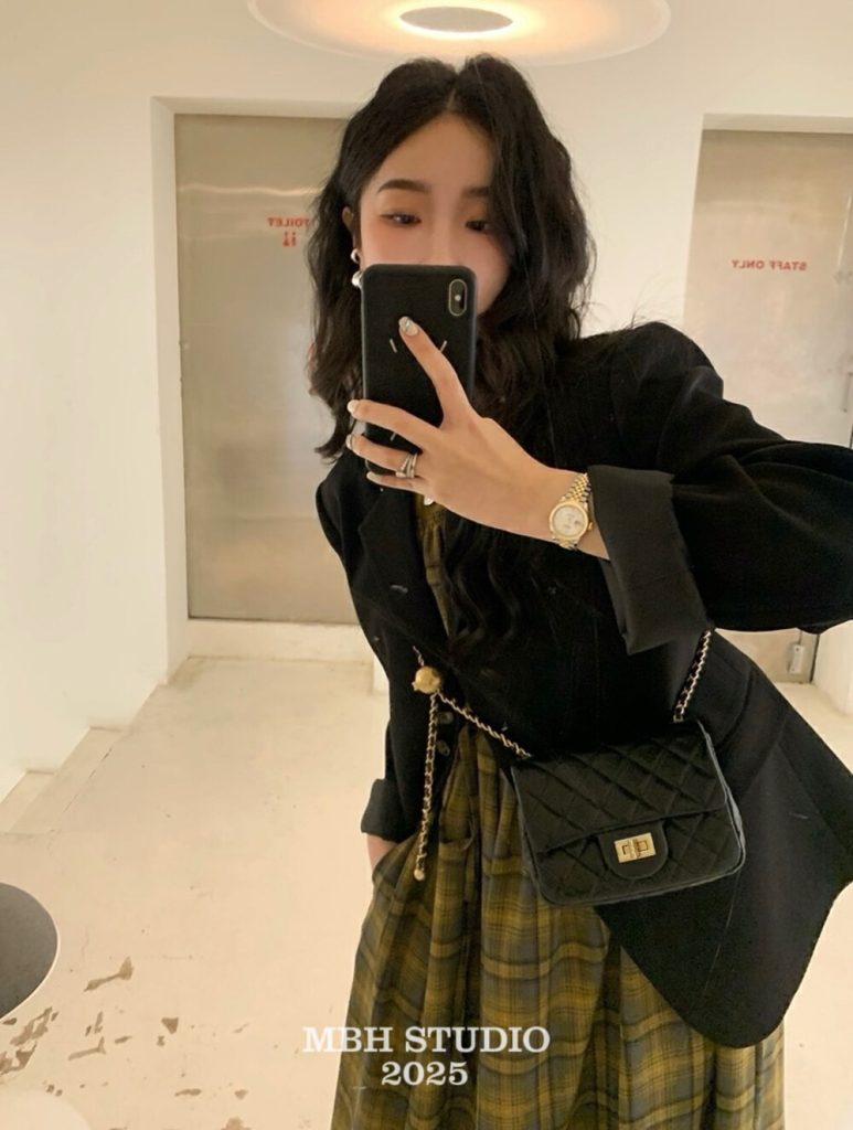 MBH Quilted Lambskin Chain Shoulder Crossbody Bag