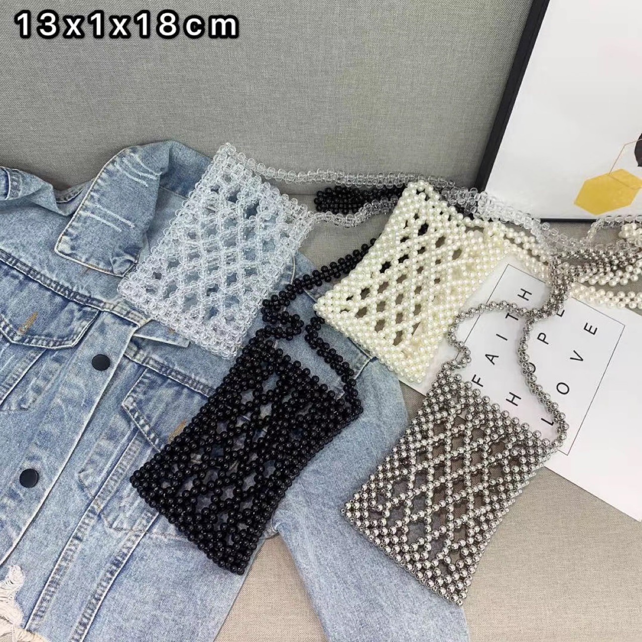 Handmade Diamond Quilted Beaded Crossbody Phone Bag for Women - Image 3