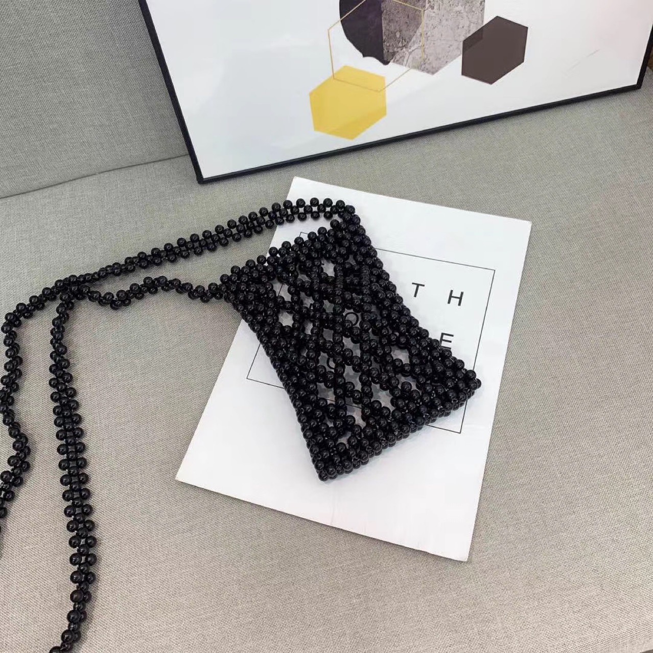 Handmade Diamond Quilted Beaded Crossbody Phone Bag for Women - Image 4